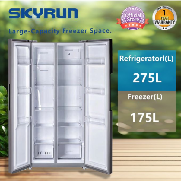 Skyrun 450 Litres Side By Side No Frost Fridge (BCD-450W) - Gray - Image 2